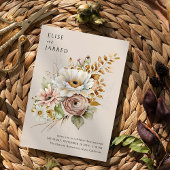 Invitation Rustique Floral Brown Neutre Simple Elégant Mariag