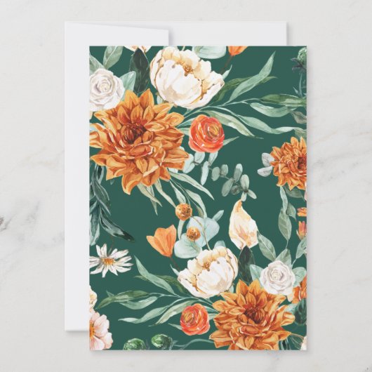 Invitation Rustique Floral Burnt Orange Élégant Mariage de au (Dos)