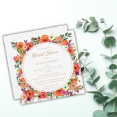 Invitation Rustique Floral Carré Douche nuptiale