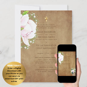 Invitation Rustique Floral Catholique Mariage de Masse Nuptia