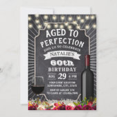 Invitation Rustique Floral Chalkboard 60e Anniversaire du vin (Devant)