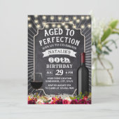 Invitation Rustique Floral Chalkboard 60e Anniversaire du vin (Debout devant)