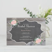 Invitation Rustique Floral Chalkboard Bridal Douch (Debout devant)