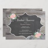 Invitation Rustique Floral Chalkboard Bridal Douch (Devant / Derrière)