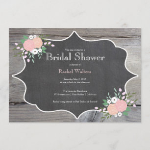 Invitation Rustique Floral Chalkboard Bridal Douch