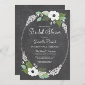 Invitation Rustique Floral Chalkboard Bridal Douch (Devant / Derrière)