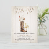 Invitation Rustique Floral Cowgirl Bottle 40e anniversaire (Debout devant)