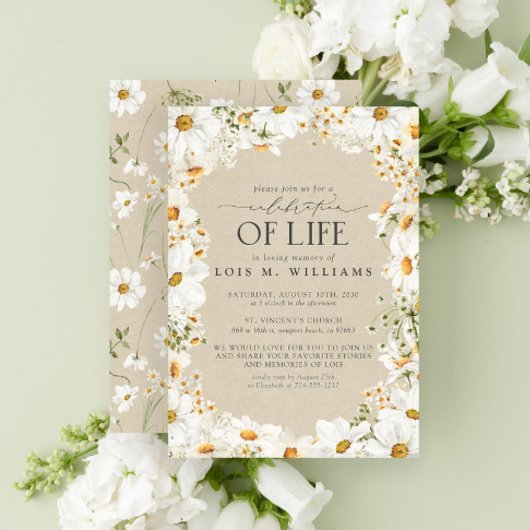 Invitation Rustique Floral Daisy Aquarelle Célébration de la 