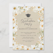 Invitation Rustique Floral Daisy Aquarelle Partie de Graduati (Devant)