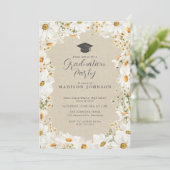 Invitation Rustique Floral Daisy Aquarelle Partie de Graduati (Debout devant)