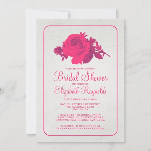 Invitation rustique floral de roses indien/de (Devant)