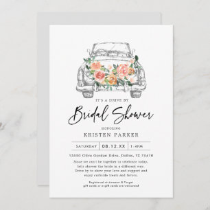 Invitation Rustique Floral Drive-By Bridal Shower