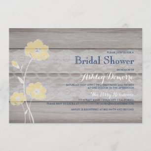 Invitation Rustique Floral et dentelle de douche n