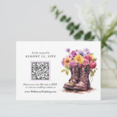 Invitation Rustique Floral Farm Bottes mariage numérique cart (Debout devant)