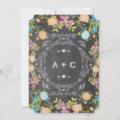 Invitation Rustique Floral Garland Chalkboard Mariage (Dos)