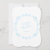 Invitation Rustique Floral Garland Folk Art Blue Mariage (Dos)