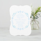 Invitation Rustique Floral Garland Folk Art Blue Mariage (Debout devant)