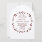 Invitation Rustique Floral Garland Folk Art Marsala Mariage (Devant)