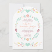 Invitation Rustique Floral Garland Folk Art Marsala Mariage (Devant)