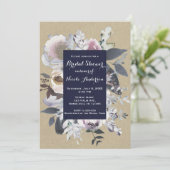 Invitation Rustique Floral Glam Marine Kraft Fête des mariées (Debout devant)