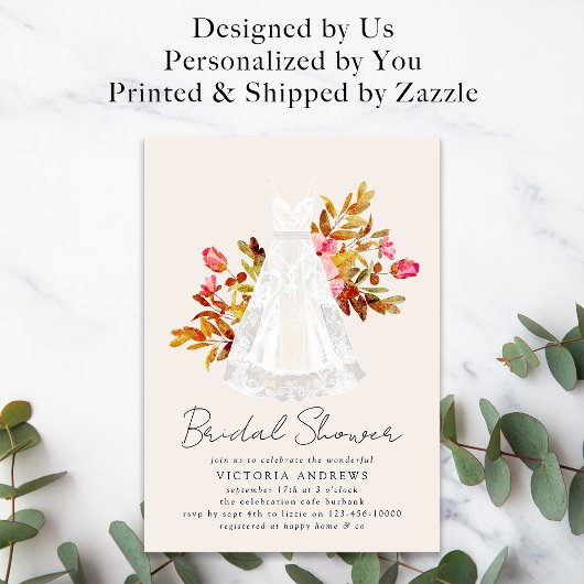 Invitation Rustique Floral Gown nuptiale douche