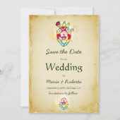 Invitation Rustique Floral Heart Mariage Mexicain Enregistrer (Devant)