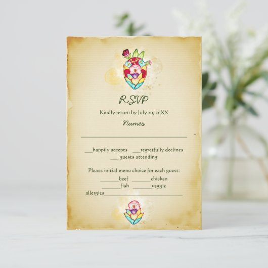 Invitation Rustique Floral Heart Mexicain Mariage RSVP Enclôt (Debout devant)