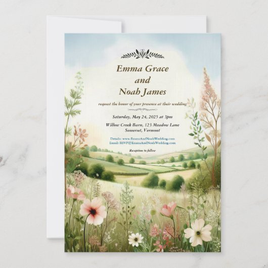 Invitation Rustique Floral Mariage (Devant)
