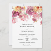 Invitation Rustique Floral Mariage Automne Aquarel (Devant)