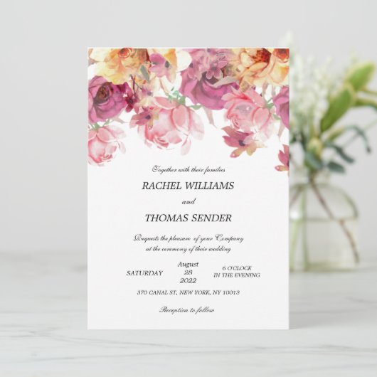 Invitation Rustique Floral Mariage Automne Aquarel (Debout devant)