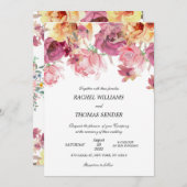 Invitation Rustique Floral Mariage Automne Aquarel (Devant / Derrière)