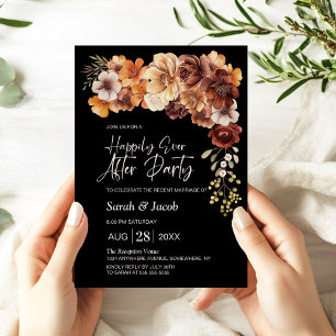 Invitation Rustique Floral Mariage noir après la fête