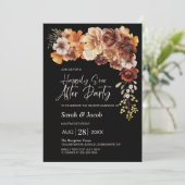 Invitation Rustique Floral Mariage noir après la fête (Debout devant)