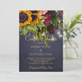 Invitation Rustique floral marine bordeaux douche couple d'hi (Debout devant)