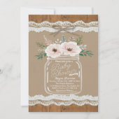 Invitation Rustique Floral Mason Jar Lace & Twine Baby shower (Devant)