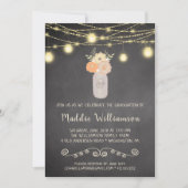 Invitation Rustique Floral Mason Jar Lights Graduation Party (Devant)