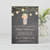 Invitation Rustique Floral Mason Jar Lights Graduation Party (Debout devant)