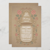 Invitation Rustique Floral Mason Jar Mariage (Devant / Derrière)