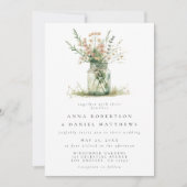 Invitation Rustique Floral Mason Jar Mariage (Devant)