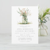 Invitation Rustique Floral Mason Jar Mariage (Debout devant)