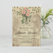 Invitation Rustique Floral Mason Jar Mariage douche (Debout devant)