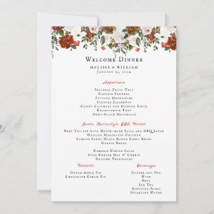 Invitation Rustique Floral   Menu de mariage bohème botanique
