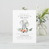 Invitation Rustique Floral mignon rose fille Baby shower élép (Debout devant)