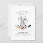 Invitation Rustique Floral mignon rose fille Baby shower élép (Devant)