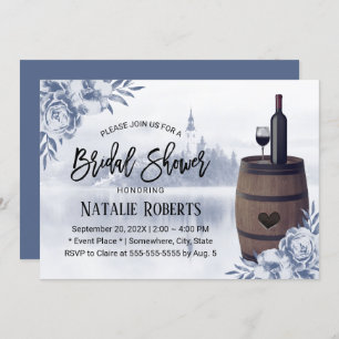 Invitation Rustique Floral Misty Lake Vin Barrel Fête des mar