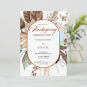 Invitation Rustique Floral Muet Tonalités Thanksgiving Dîner (Debout devant)