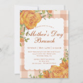 Invitation Rustique Floral Orange Tan Fête des Mères Brunch (Devant)