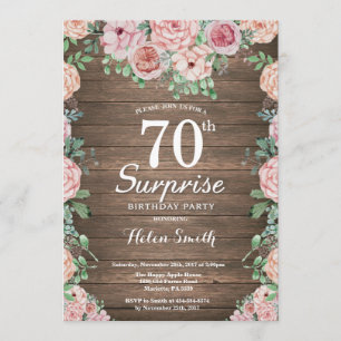 Invitation Rustique Floral Pink Peonies Surprise 70e annivers