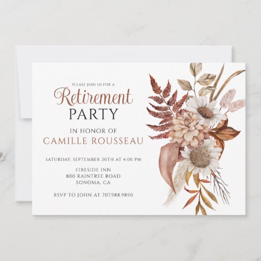 Invitation Rustique Floral Retraite Party (Devant)