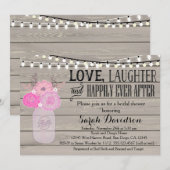 Invitation Rustique Floral Rose Blush (Devant / Derrière)